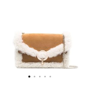 Sandro shearling trim shoulder bag